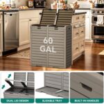 YITAHOME Outdoor Resin-Based Dual Compartment Trash Bins, 76 Gallon Capacity, Easy-to-Clean Hideaway Garbage Cans with Lid and Drip Tray (Light Brown) - Image 4