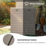 YITAHOME Outdoor Resin-Based Dual Compartment Trash Bins, 76 Gallon Capacity, Easy-to-Clean Hideaway Garbage Cans with Lid and Drip Tray (Light Brown) - Image 6