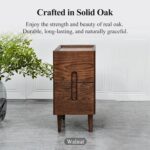 Mid Century Modern Nightstand, Narrow Nightstand, Minimalist Side Table for Bedroom, 2-Drawer Bedside Tables (Walnut, 9.84inches) - Image 5