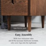 Mid Century Modern Nightstand, Narrow Nightstand, Minimalist Side Table for Bedroom, 2-Drawer Bedside Tables (Walnut, 9.84inches) - Image 7