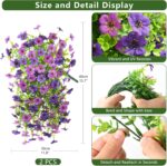 Artificial Fake Flowers Plants for Outdoor Spring Summer Decoration, 2 PCS Faux Silk Daisy Flowers No Fade UV Resistant Realistic for Outside Home Planter Porch Patio Balcony Yard Decor (Purple) - Image 3