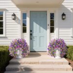 Artificial Fake Flowers Plants for Outdoor Spring Summer Decoration, 2 PCS Faux Silk Daisy Flowers No Fade UV Resistant Realistic for Outside Home Planter Porch Patio Balcony Yard Decor (Purple) - Image 4