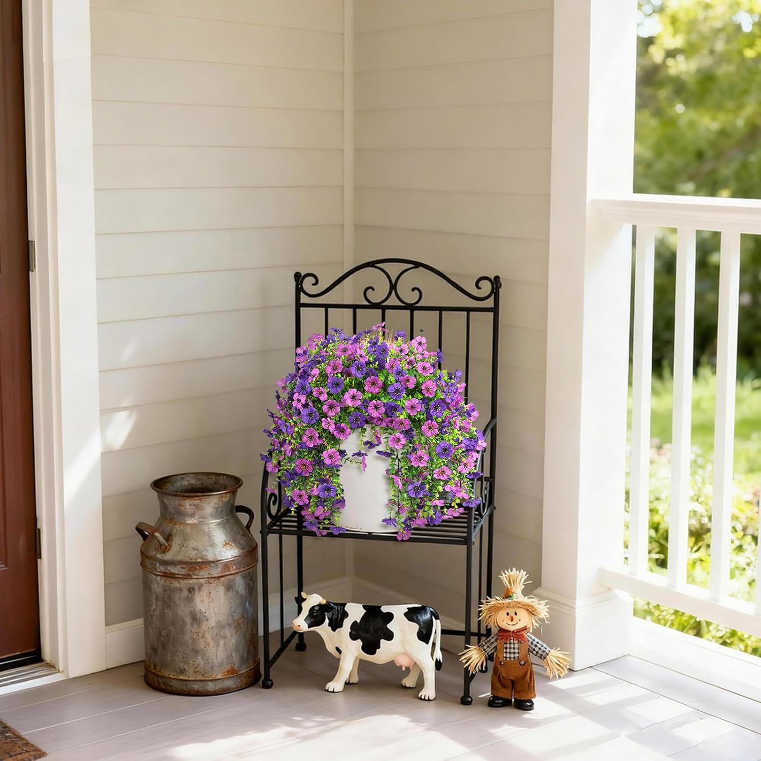 Artificial Fake Flowers Plants for Outdoor Spring Summer Decoration, 2 PCS Faux Silk Daisy Flowers No Fade UV Resistant Realistic for Outside Home Planter Porch Patio Balcony Yard Decor (Purple) - Image 4