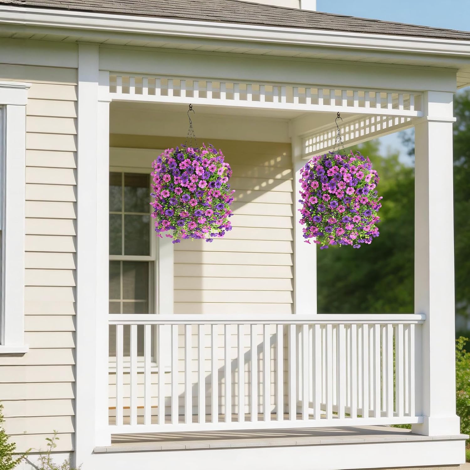 Artificial Fake Flowers Plants for Outdoor Spring Summer Decoration, 2 PCS Faux Silk Daisy Flowers No Fade UV Resistant Realistic for Outside Home Planter Porch Patio Balcony Yard Decor (Purple) - Image 8