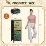 WLIVE Tall Dresser for Bedroom, 6 Drawer Dressers & Chests of Drawers, Fabric Dresser for Closet, Living Room, Night Stand with Metal Frame, Storage Tower with Fabric Bins, Wood Top, Floral Painted - Image 4