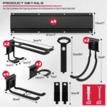 SEDY 64" Heavy Duty Garage Storage Tool Organizer Wall Mount - Tool Rack with Adjustable Hooks, Anti-Rust, 300lbs Capacity - Easy Installation (4 Racks, 10 Hooks, 3 Straps) - Image 4