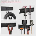 SEDY 64" Heavy Duty Garage Storage Tool Organizer Wall Mount - Tool Rack with Adjustable Hooks, Anti-Rust, 300lbs Capacity - Easy Installation (4 Racks, 10 Hooks, 3 Straps) - Image 5