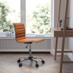 Flash Furniture Alan Office Task Chair - Brown Vinyl - Chrome Frame - Armless - Ribbed Back and Seat - Low Back Design - Image 3