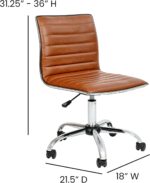 Flash Furniture Alan Office Task Chair - Brown Vinyl - Chrome Frame - Armless - Ribbed Back and Seat - Low Back Design - Image 4