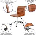 Flash Furniture Alan Office Task Chair - Brown Vinyl - Chrome Frame - Armless - Ribbed Back and Seat - Low Back Design - Image 5