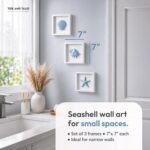 TideAndTales Blue Seashells and Starfish (Framed Set of 3) Coastal 3D Wall Art, Beach Wall Decor for Bathroom or Coastal Bedroom, Ocean Inspired Seaside Decorations for Home or Beach House (7"x7") - Image 3