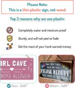 Girl Cave Sign for Girls Room, No Boys Allowed Door Sign, Cute Room Decor Sign for Bedroom Door, Funny Girls Only Sign for Kids Room, Teen Girl Wall Decor 12x6 Inch - Image 4