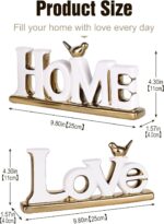 Love Sign Decor,White and Gold Room Decor Aesthetic, Knick Knack Shelf,Gold Bird Decor, Boho Bookshelf ,Abstract Gold Statue ,For Living Room,Bedroom, Contemporary Tv Stand set of 2 (2, White) - Image 4