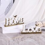 Love Sign Decor,White and Gold Room Decor Aesthetic, Knick Knack Shelf,Gold Bird Decor, Boho Bookshelf ,Abstract Gold Statue ,For Living Room,Bedroom, Contemporary Tv Stand set of 2 (2, White) - Image 6