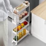 SPACELEAD Slim Storage Cart 4 Tier,Bathroom Organizer Rolling Utility, Mobile Shelving Unit Slide Out for Office, Kitchen, Laundry Room & Narrow Places,White - Image 3