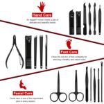Manicure Set Professional Nail Clippers Kit Pedicure Care Tools- Stainless Steel Women Grooming Kit 18Pcs for Travel or Home (Red) - Image 3