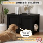 Cat Litter Box Enclosure Furniture Dog Proof, Hidden Kitty Washroom Cabinet Low Entry, Wooden Cat Boxes Enclosure Odor Control for Home, Farmhouse Style Decorative TV Stand with Storage, Black - Image 3