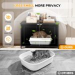 Cat Litter Box Enclosure Furniture Dog Proof, Hidden Kitty Washroom Cabinet Low Entry, Wooden Cat Boxes Enclosure Odor Control for Home, Farmhouse Style Decorative TV Stand with Storage, Black - Image 4