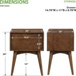 OSP Home Furnishings Copenhagen Mid-Century Modern Accent Table, Large Storage Drawer, Tapered Legs, Walnut Finish - Image 4