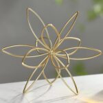 8" Gold Decorative Sphere, Metal Floral Tabletop Sculpture, Abstract Tabletop Decorative Ball for Home Metal Sphere Decor - Image 3