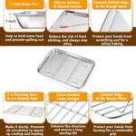 P&P CHEF 10.4 + 9 Inch Toaster Oven Pans with Racks, 4 Pieces Stainless Steel Oven Tray Baking Pan Sheet and Cooling Rack for Oven Cooking Roasting, Non Toxic & Dishwasher Safe - Image 4