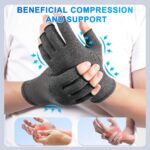 DRNAIETY 2 Pairs Arthritis Compression Gloves- for Hand Arthritis, Carpal Tunnel Pain, Rheumatoid Arthritis, RSI, Fingerless, Anti-Slip, Breathable Gloves for Men & Women, Typing, Daily Use(M, Gray) - Image 3