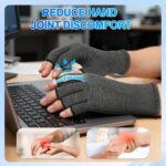 DRNAIETY 2 Pairs Arthritis Compression Gloves- for Hand Arthritis, Carpal Tunnel Pain, Rheumatoid Arthritis, RSI, Fingerless, Anti-Slip, Breathable Gloves for Men & Women, Typing, Daily Use(M, Gray) - Image 4