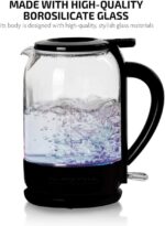 OVENTE Electric Kettle with 1.5L Borosilicate Glass, 1500W Fast Boiling Water Heater for Coffee or Tea, Easy to Fill Lid, Auto Shut-Off, Boil-Dry Protection & Stainless Steel Filter, Black KG516B - Image 3