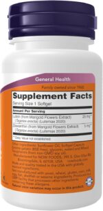 NOW Foods Supplements, Lutein & Zeaxanthin with 25 mg Lutein and 5 mg Zeaxanthin, 60 Softgels - Image 3