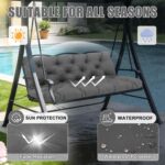 Patio Swing Cushions for Outdoor Furniture Thick 5in Porch Swing Cushions Waterproof 3 Seater 60 inch Outdoor Swing Cushions with Back (Dark Gray-60x40 inch) - Image 3