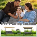 Patio Swing Cushions for Outdoor Furniture Thick 5in Porch Swing Cushions Waterproof 3 Seater 60 inch Outdoor Swing Cushions with Back (Dark Gray-60x40 inch) - Image 5