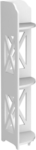 J JINXIAMU Corner Shelf Stand, Storage Organizer Great for Bathroom, Corner Shelf Perfect for Small Space,Waterproof Stand Also Use for Toilet Paper Stand,White - Image 6