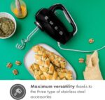 SMEG Black 50's Retro Style Electric Hand Mixer with Set of Beaters, Set of Dough Hooks and Set of Whisks - Image 4