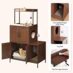 HOOBRO Litter Box Enclosure, Litter Box Furniture with Storage, 2-in-1 Hidden Cat Furniture with Shelf, 2 Dangling Plush Balls and 1 Toy Ball, Large Wooden Cat Washroom, Walnut WL78MW01 - Image 7