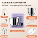 CEBORY 3-IN-1 Electric Stand Mixer, 6.5QT Bowl 660W 10-Speed Kitchen Mixer, Household Food Mixers include Dough Hook, Beater and Whisk, Bread Cake Mixer for Baking and Most Home Cooks, Purple - Image 3