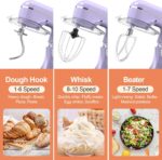 CEBORY 3-IN-1 Electric Stand Mixer, 6.5QT Bowl 660W 10-Speed Kitchen Mixer, Household Food Mixers include Dough Hook, Beater and Whisk, Bread Cake Mixer for Baking and Most Home Cooks, Purple - Image 4