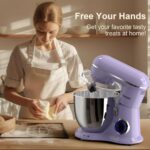 CEBORY 3-IN-1 Electric Stand Mixer, 6.5QT Bowl 660W 10-Speed Kitchen Mixer, Household Food Mixers include Dough Hook, Beater and Whisk, Bread Cake Mixer for Baking and Most Home Cooks, Purple - Image 6