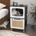 TaoHFE Cat Hideaway Modern Cats Furniture for Living Room Cat Houses for Indoor Cats with Scratching Pad & Soft Cushion, Cats Beds for Indoor TV Design end Table, Black - Image 4