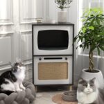 TaoHFE Cat Hideaway Modern Cats Furniture for Living Room Cat Houses for Indoor Cats with Scratching Pad & Soft Cushion, Cats Beds for Indoor TV Design end Table, Black - Image 5