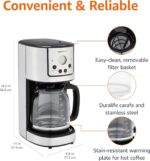 Amazon Basics Programmable Coffeemaker with Carafe and Reusable Filter, Stainless Steel, 12 Cups, Black - Image 3