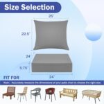 IASEAHK Outdoor Seat Cushion Set, Waterproof & Fade Resistant Patio Chair Cushions, Outdoors Cushion for Patio Furniture, 24 x 24 x 5.75 Inch, Outdoor Couch Cushions with Handle and Ties, Grey - Image 3