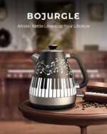 Electric Kettle with Piano & Musical Notes Design, 1.7L Stainless Steel Interior, 1200W Fast Water Boiler for Tea & Coffee, Cordless with Auto Shut-Off, Unique Musician Gift & Kitchen Decor - Image 3