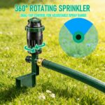 LIULO TOOL 2-Pack Gear Drive Sprinklers for Yard, 360 Degree Garden Water Sprinkler Head on Spike Base with 3/4 Inch Adapters, 5 Modes Adjustable Irrigation Tool for Large Area Yard Lawn Garden - Image 3