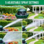 LIULO TOOL 2-Pack Gear Drive Sprinklers for Yard, 360 Degree Garden Water Sprinkler Head on Spike Base with 3/4 Inch Adapters, 5 Modes Adjustable Irrigation Tool for Large Area Yard Lawn Garden - Image 4