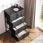 ODK Dresser for Bedroom with 4 Storage Drawers, Small Dresser Chest of Fabric Drawers with Sturdy Steel Frame for Small Space, Wood Top, Black - Image 3