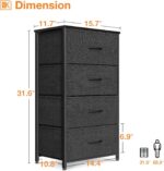 ODK Dresser for Bedroom with 4 Storage Drawers, Small Dresser Chest of Fabric Drawers with Sturdy Steel Frame for Small Space, Wood Top, Black - Image 4