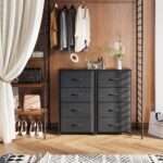 ODK Dresser for Bedroom with 4 Storage Drawers, Small Dresser Chest of Fabric Drawers with Sturdy Steel Frame for Small Space, Wood Top, Black - Image 6