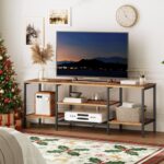 HOOBRO TV Stand with Power Outlets to 65 Inches, TV Console Table with Open Storage Shelves, Industrial Media Entertainment Center for Living Room Bedroom, Rustic Brown and Black BF40DS01 - Image 4