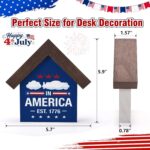 MBL 4th of July Independence Decorations - Patriotic USA America Independence Day Memorial Day 250th 250 Years Anniversary Merchandise No Kings Wood Sign, Fourth of July Table Home Indoor Decor - Image 3