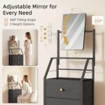 HIGDBFE 4-Drawer Dresser with Mirror, Vanity with 2-Tier Shelves, Fabric Chest of Drawers for Small Space, Vertical Storage Cabinet for Bedroom, Nightstand Bedside Table Furniture, Black, 15.3" W - Image 5